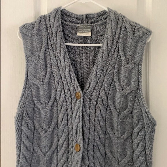 Carraigdonn Made in Ireland Rare Merino Wool Sweater‎ open cardigan vest gray M - Picture 3 of 12